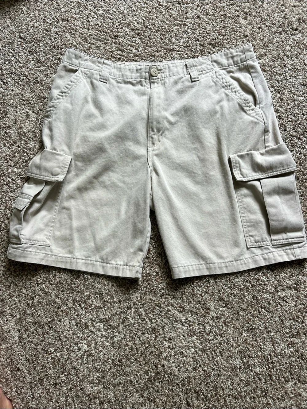 Timberland Men's Cargo Flat Front Shorts Light Khaki 100% Cotton Utility Size 38